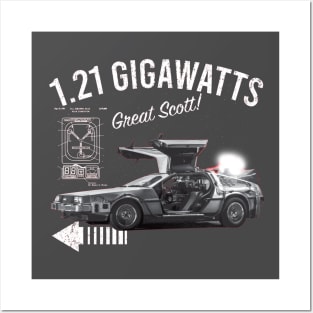 Back to the Future 1.21 Gigawatts DeLorean Car Posters and Art